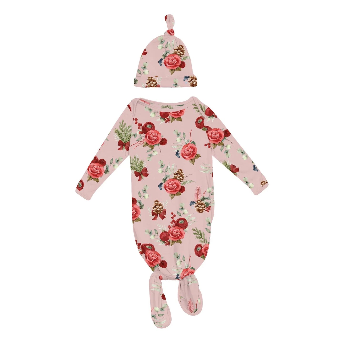 Baby Rose Holiday Floral Gown and Hat