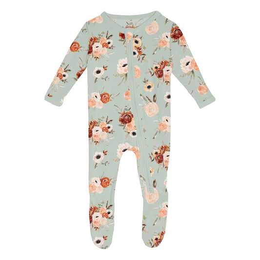 Aloe Fall Floral Zipper Footie