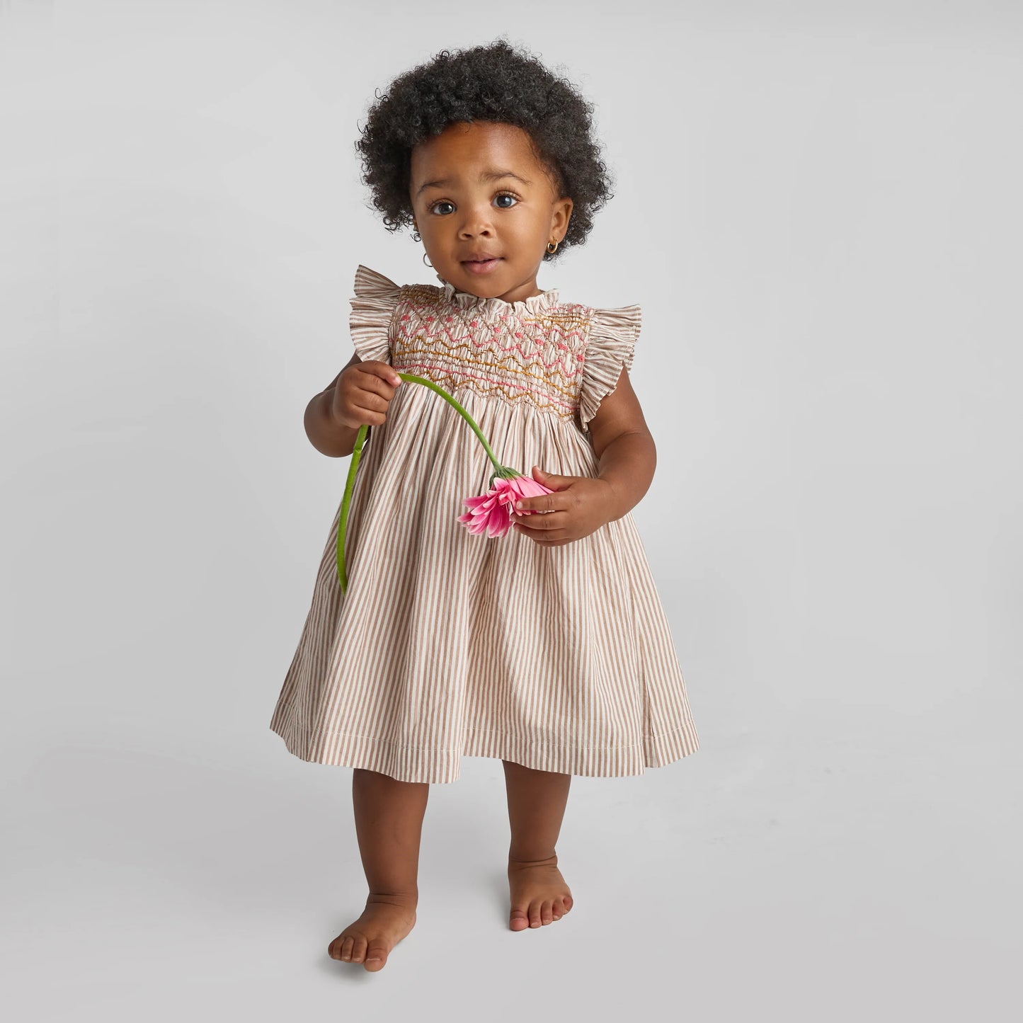 Tawny Brown Stripe Baby Girls Stevie Dress