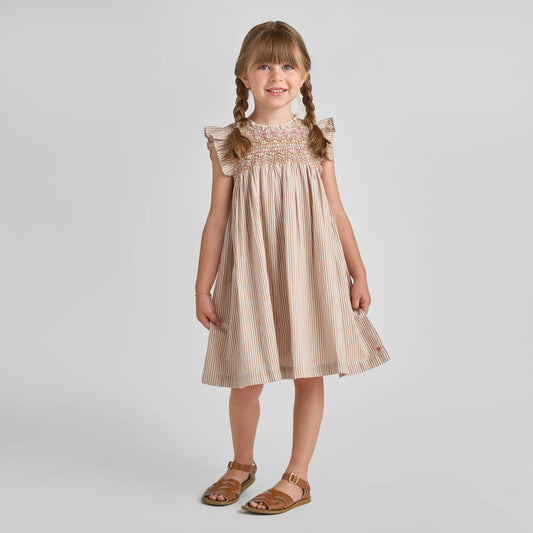 Tawny Brown Stripe Girls Stevie Dress