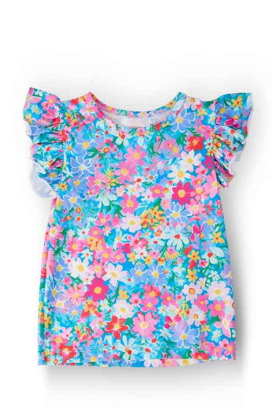 Preppy Floral SS Ruffle Tee