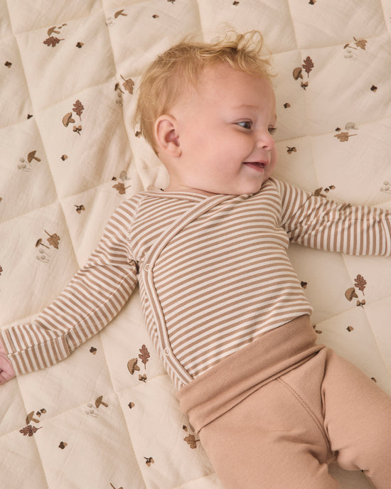 Almond Stripe Side Snap Bodysuit + Pant Set