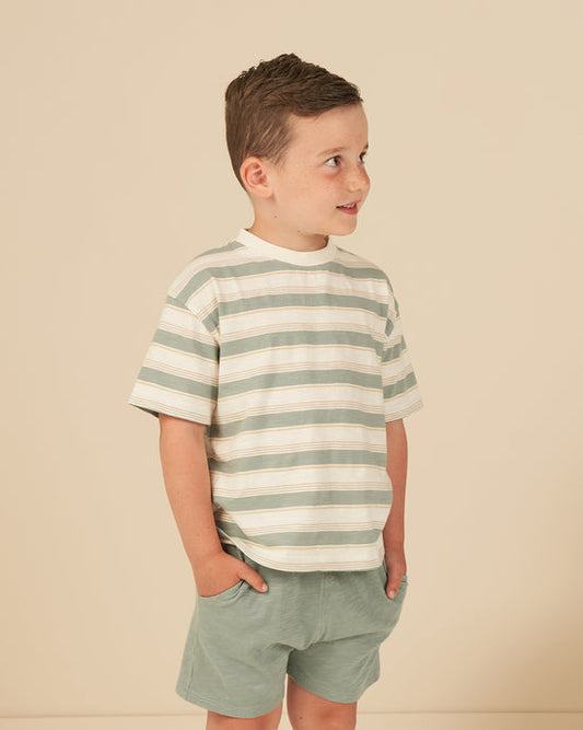 Aqua Stripe Sam Short 2Pc