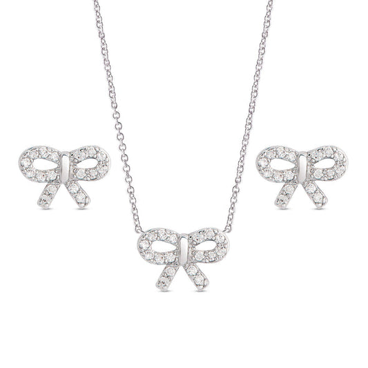 Bow Pendant & Stud Earings Set