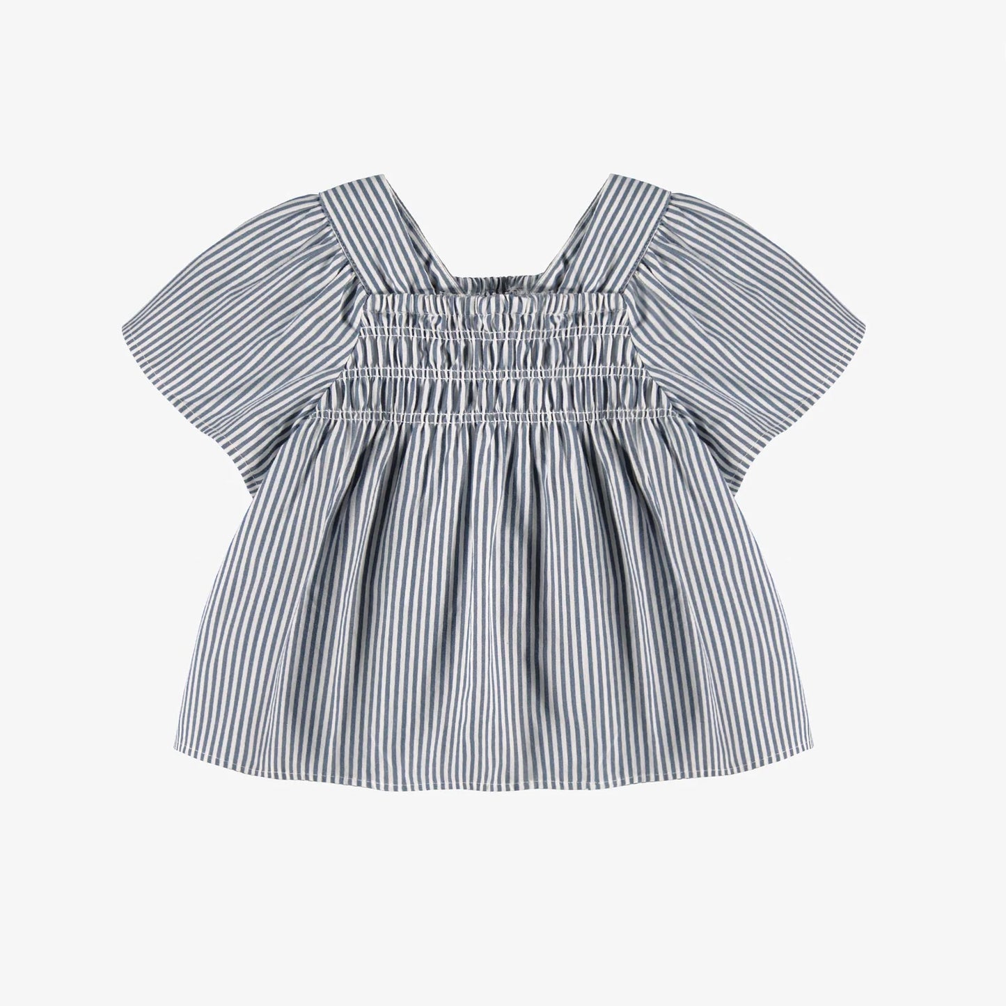Blue White Poplin Top