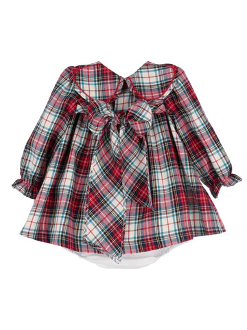 Gingerbread Plaid Petal Float Red Dress