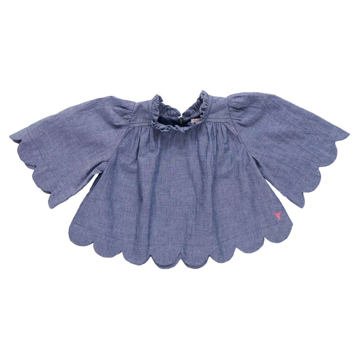 Scallop Chambray Top with Scallop Sketched Floral Short