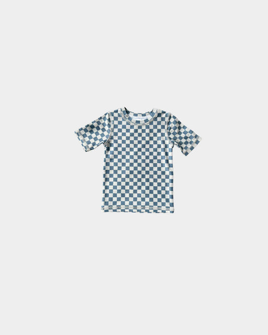 Blue Checked Short S Rashguard