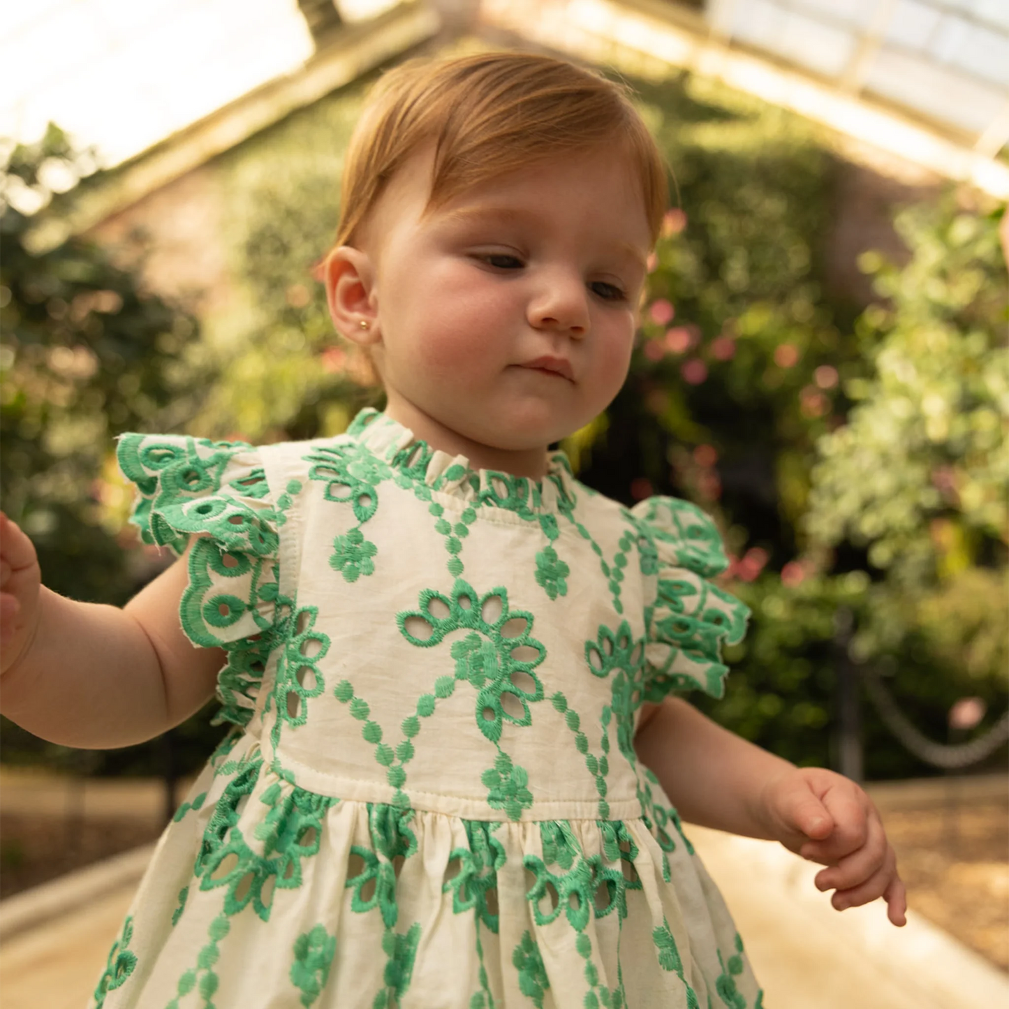 Kelly Green Eyelet Baby Girls Cynthia Dress