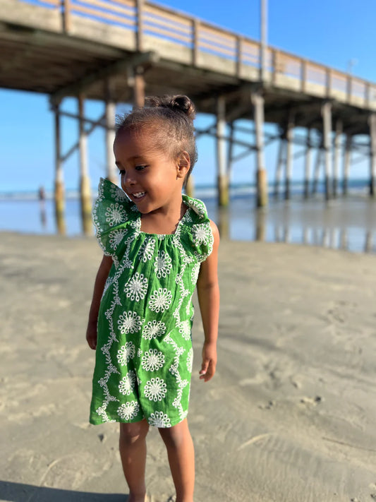 Green Eyelet Madigan Romper