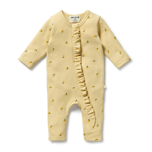 Lemon Waffle Ruffle Zipsuit