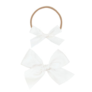 Satin Bow White Headband Small