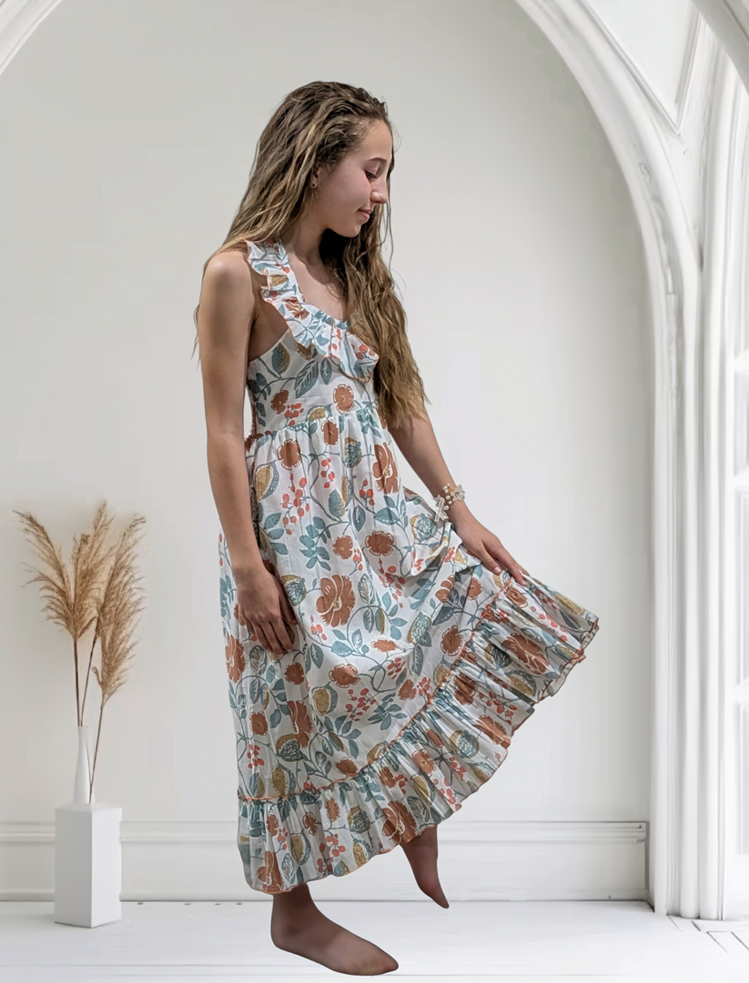 Sleeveless Dress w/ Frill and Ruffle Accents