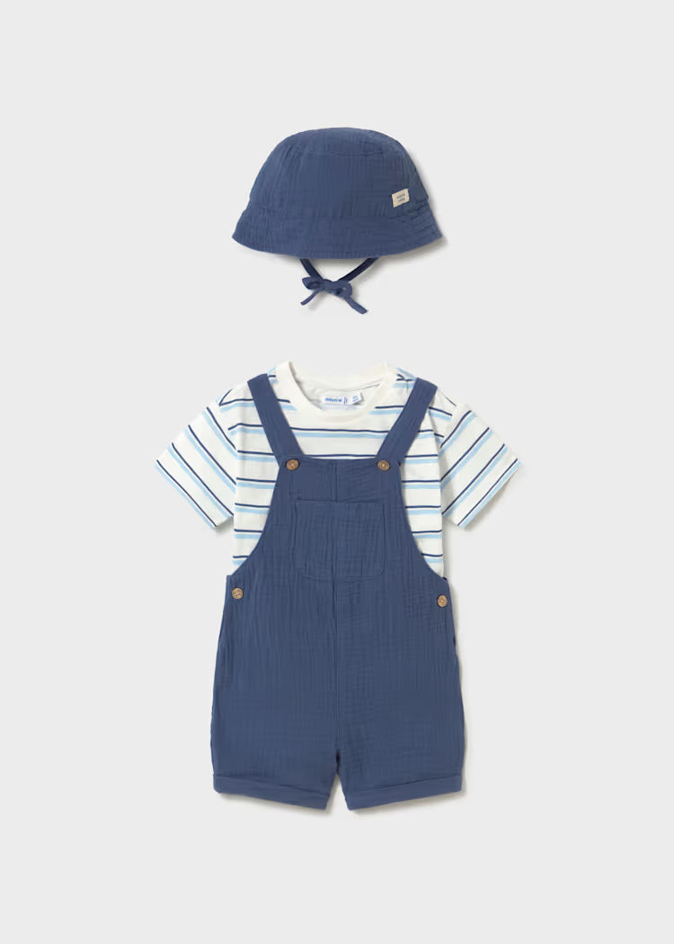 Muslin Blue Overall and Tee with Hat
