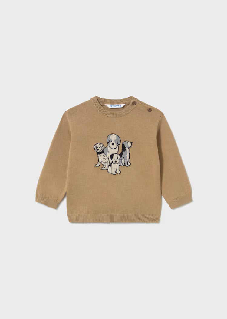 Beige Puppy Crew Sweater