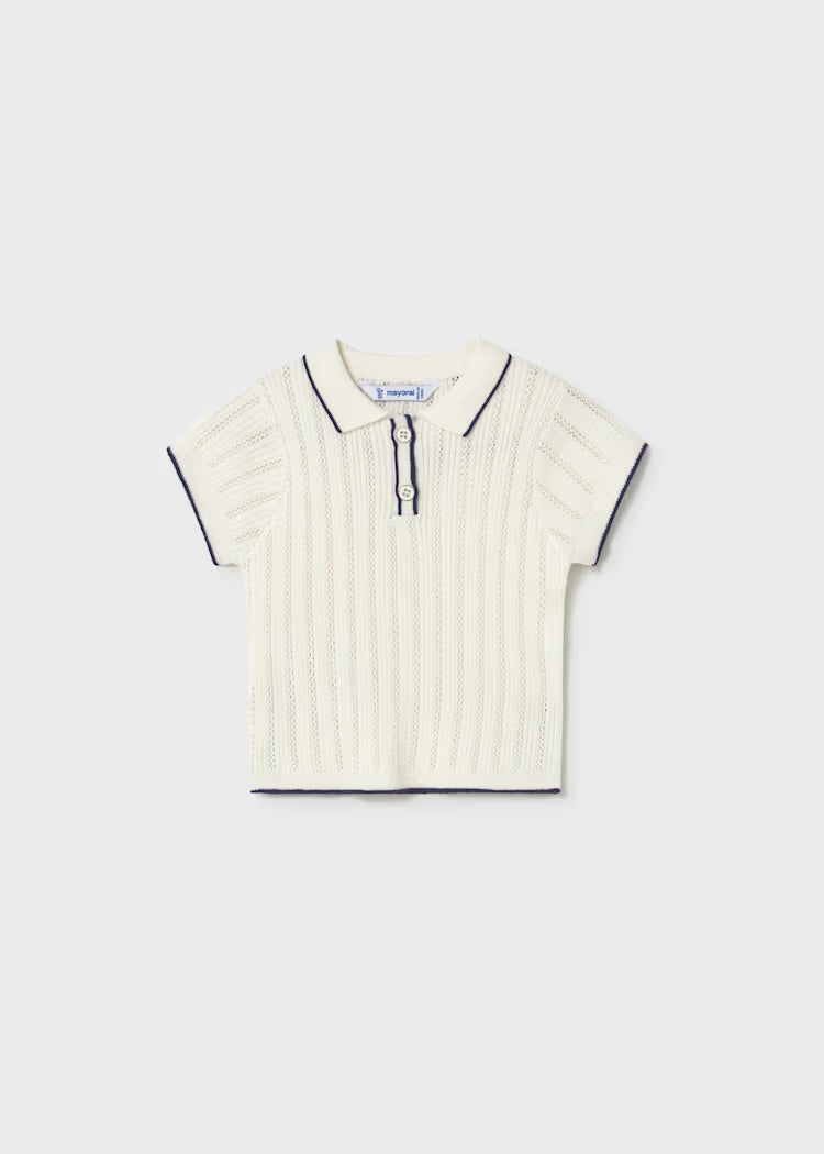 Natural Knit Polo Girl Top
