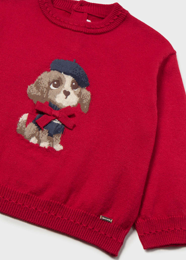 Red Jacquard Puppy Sweater