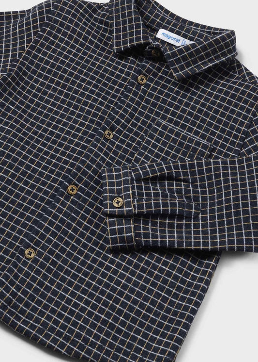 2186 Navy Jacquard Overshirt