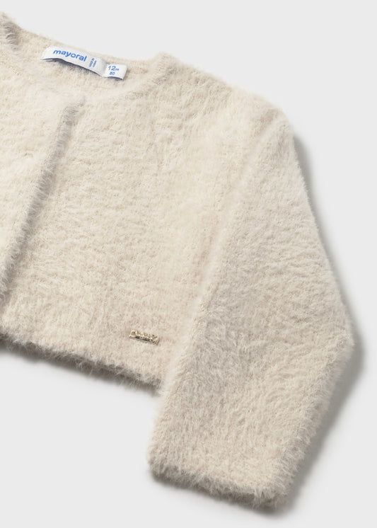 Sand Faux Fur Cardigan