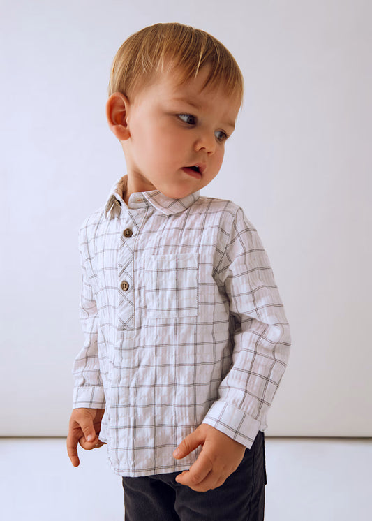 Shadow Plaid White Shirt
