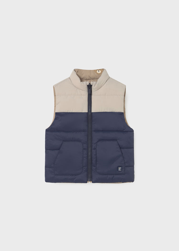 Boy Tan Navy Reversible Vest