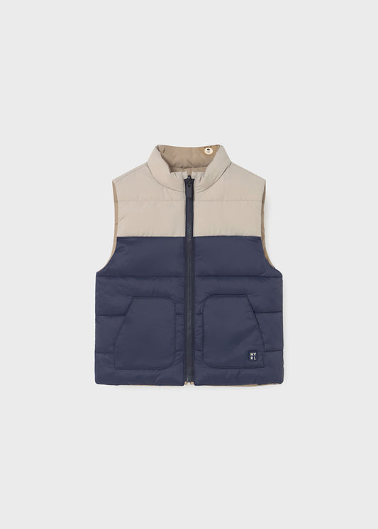 Boy Tan Navy Reversible Vest