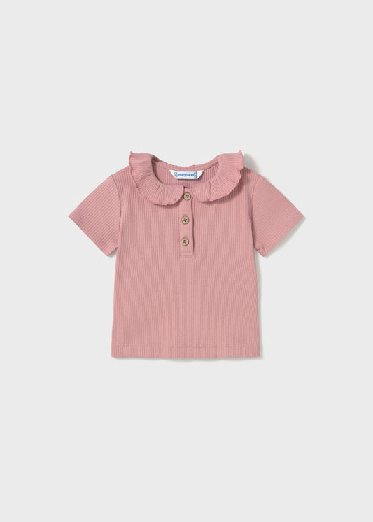 Blush Baby Pink Top W/Ruffle Collar