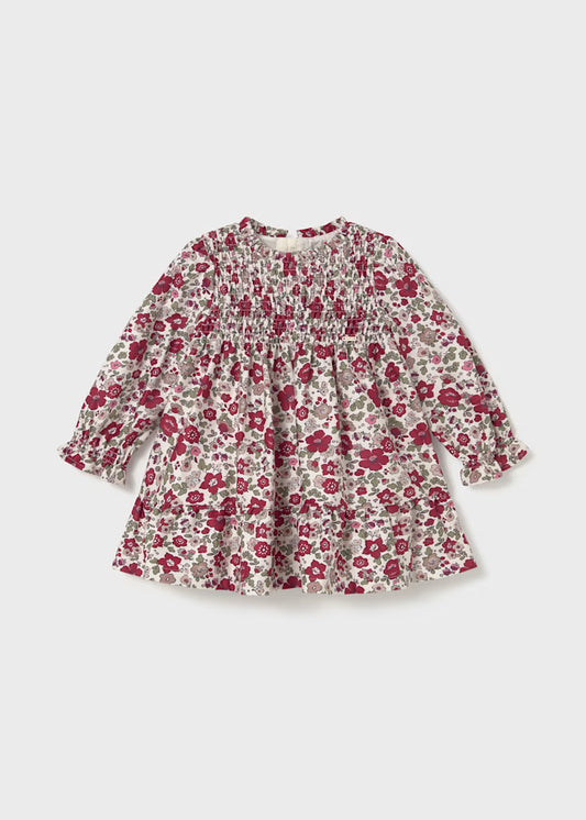 2909 Red Floral Velvet Dress