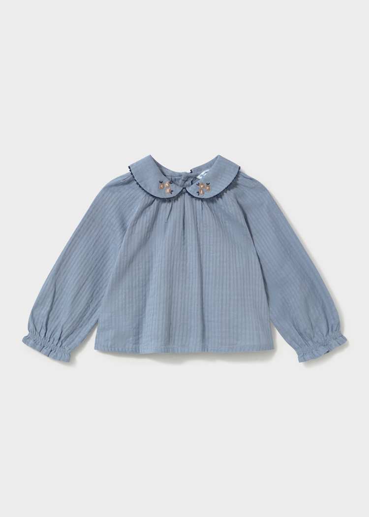 Light Blue Textured Woven Blouse