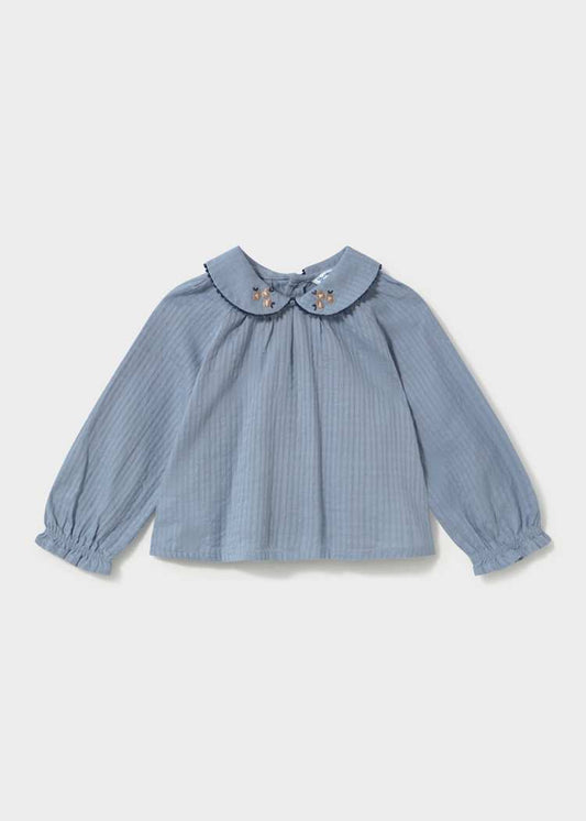 Light Blue Textured Woven Blouse