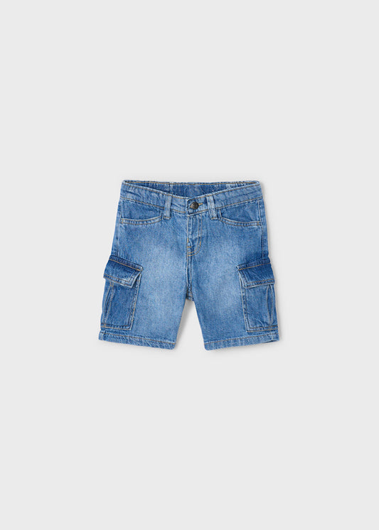 3229 Cargo Denim Short Med Wash