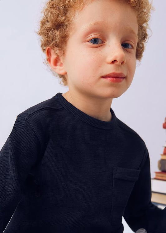Boy Navy Knit T-Shirt
