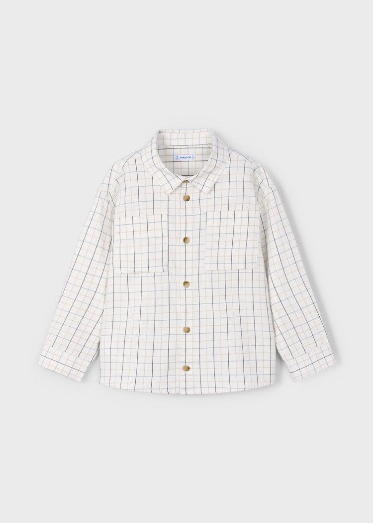 Cream LS Checked Shirt