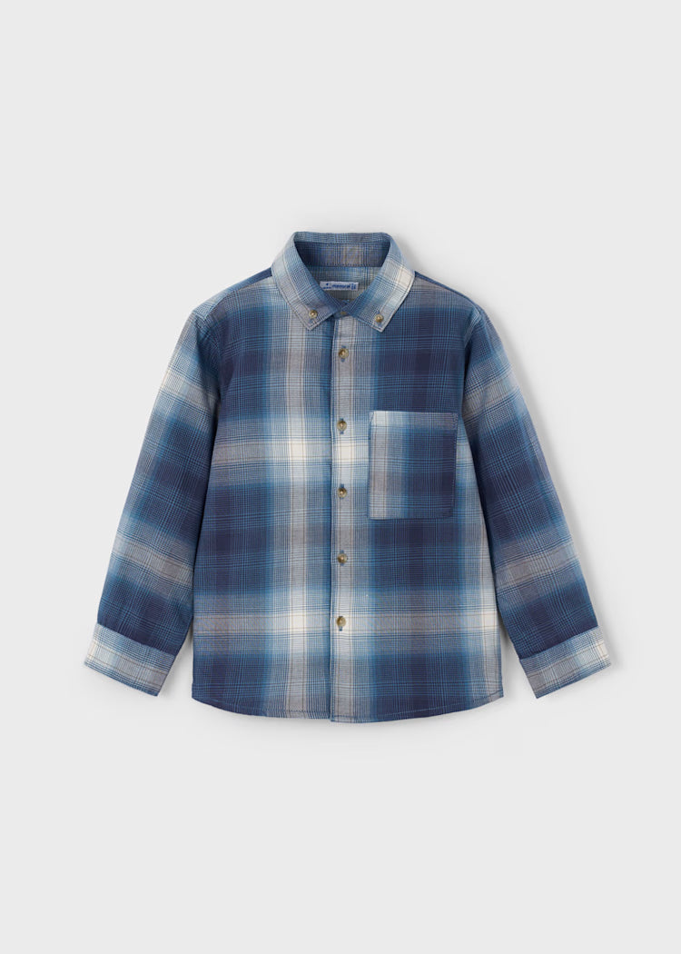 Navy Grey Plaid Shirt