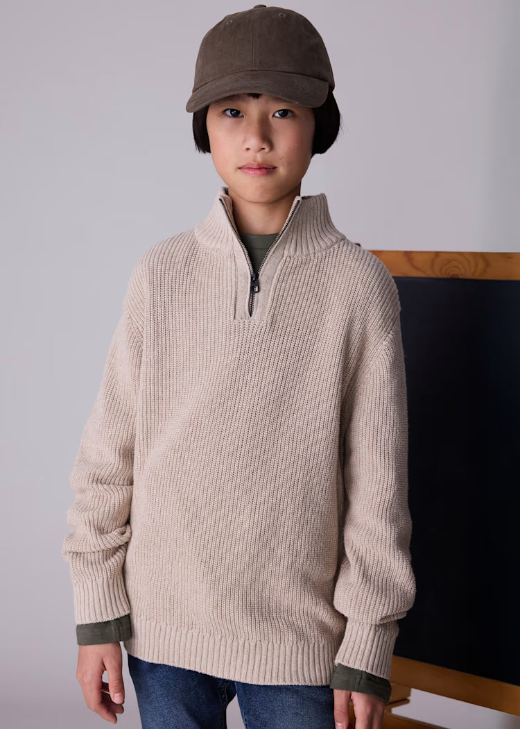 Quarte Zip Sweater Chai Heather