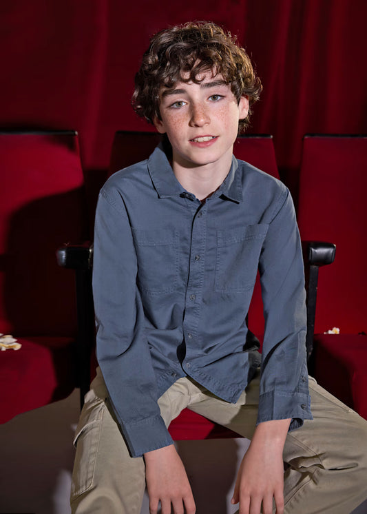Steel Blue Boy Button Down Shirt