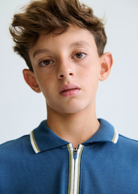 Ocean Blue Zip Up Polo