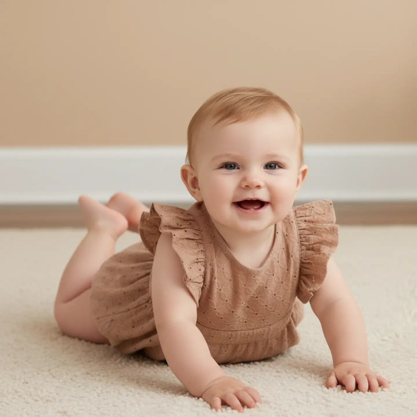Organic Clay Eyelet Flutter Romper