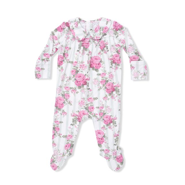 Cabbage Rose Smocked Footie