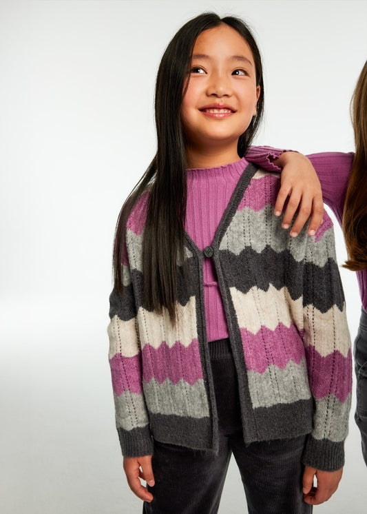 7314 Mauve Zigzag Cardigan