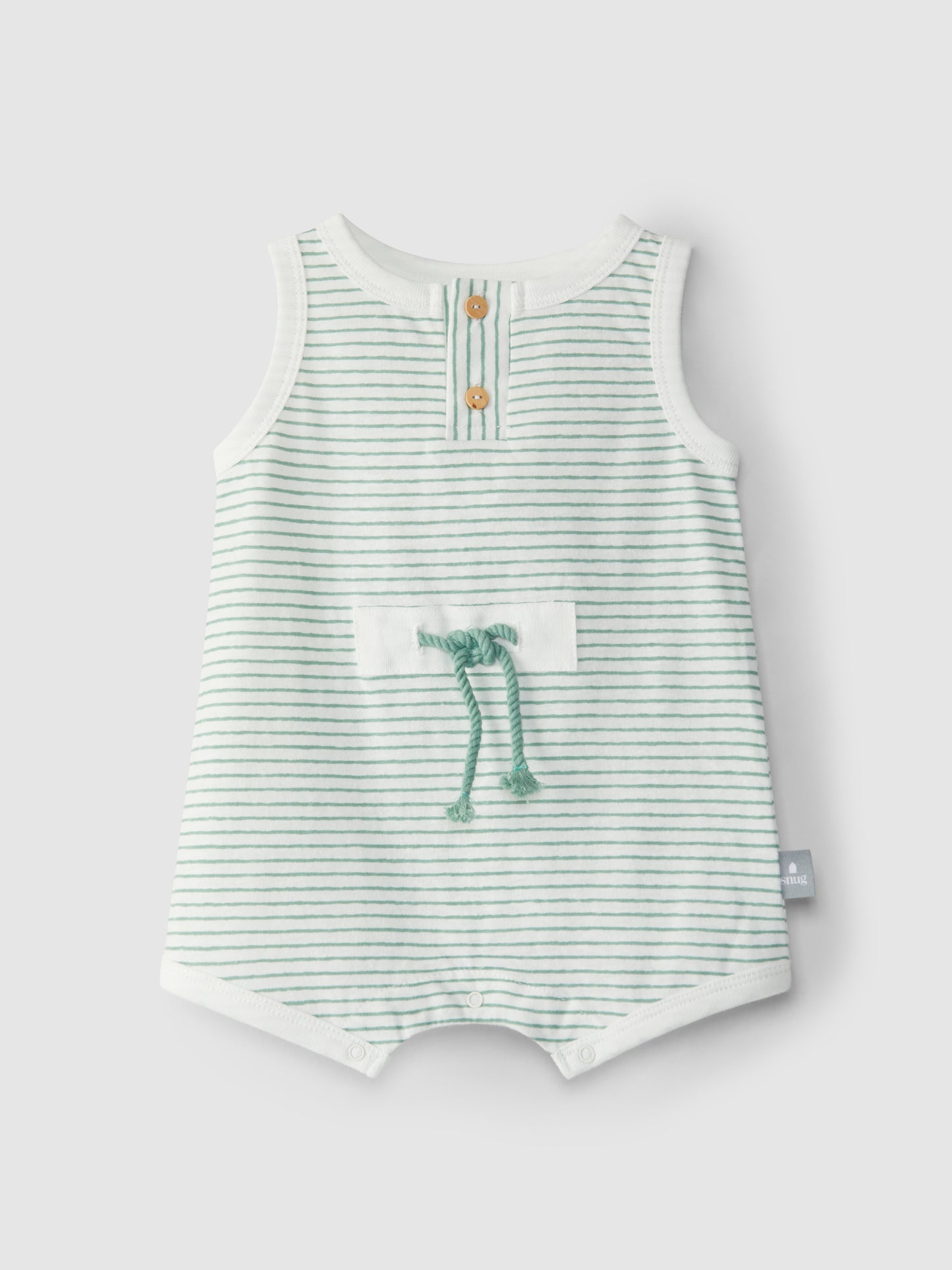 Mint WHT Stripe Button Detail Bubble