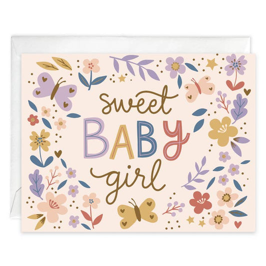 Baby Greeting Card Girl Flowers
