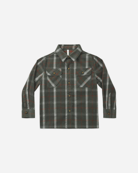 Pocketed Flannel Shirt Holiday Plaid