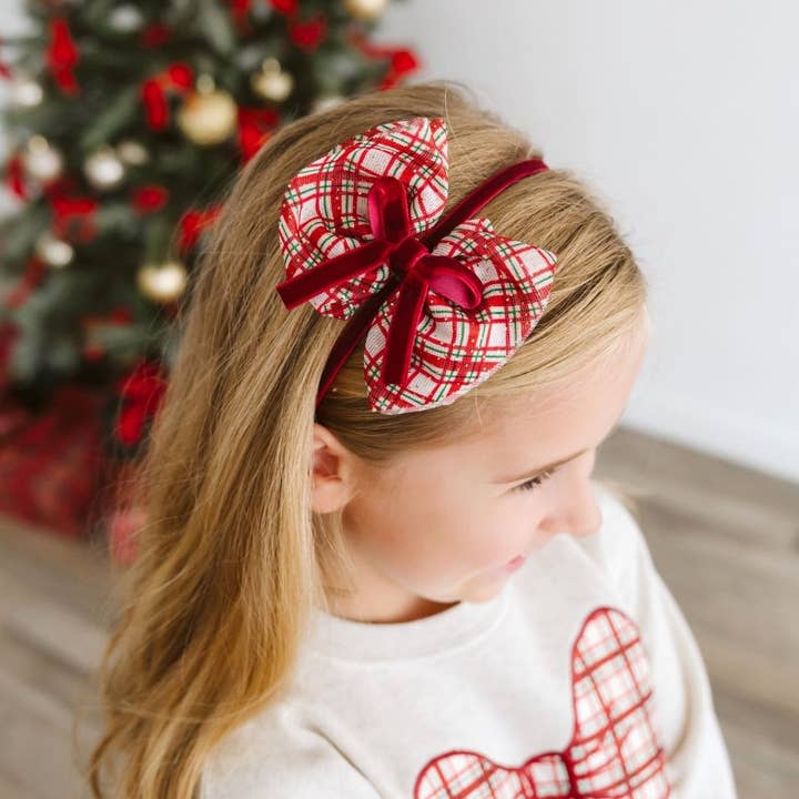 Christmas Plaid Layered Bow Headband