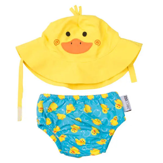 Baby Swim Diaper and Sun Hat Puddles Duck