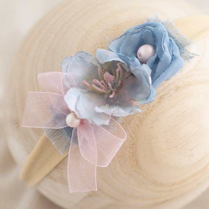 Dusty Blue Pink Flower HB