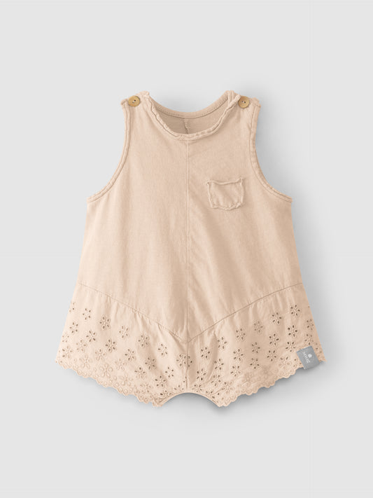 Cream Knit Eyelet Romper