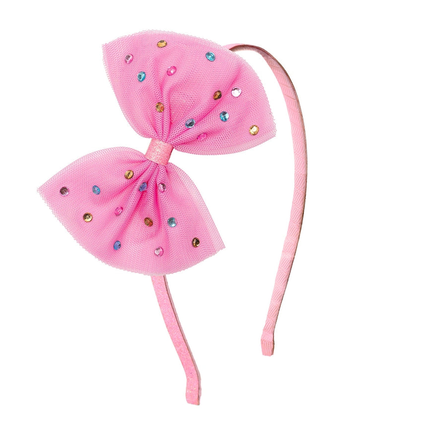 Raspberry Rhinestone Bow Headband