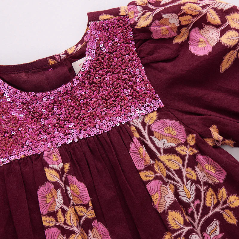 Fiona Dress Burgundy Bouquet Floral