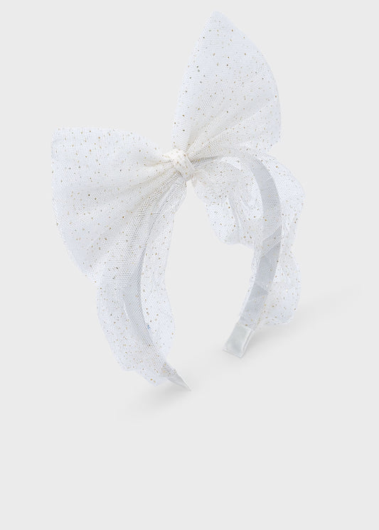 Ecru Tulle Headband Bow